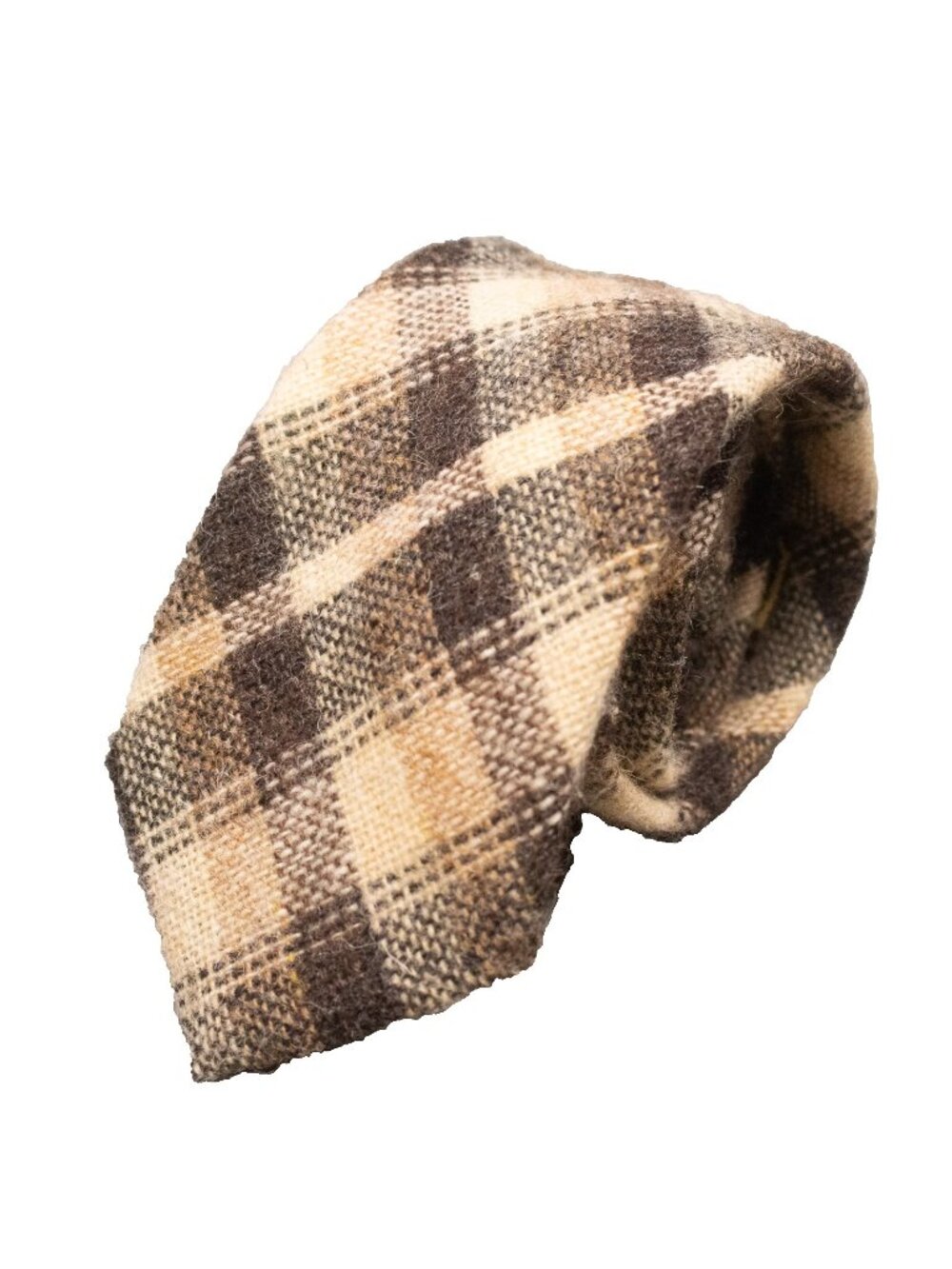 Vintage Marquis Tie 100% Wool Plaid Brown Woven Canada Made 3.25"